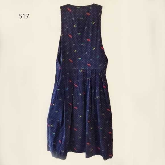 Ladies Cordoroy Romper Dress in Navyprint - Picture 1 of 4